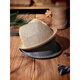 KT Retro Top Hat Men d'âge moyen Paille tissée Sunable Sun Protection Casual Short Brim Paille bouclée British Jazz Hat Girl Trend Khaki L (58-60 cm)