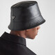 PRADA/Prada Gift Men's Metal Logo Decorated Sheepskin Bucket Hat Hat Black L
