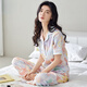 猫人（MiiOW）睡衣女士夏季纯棉开衫短袖长裤薄款甜美夏天全棉家居服套装可外穿 1506粉色 L (建议100-120斤)