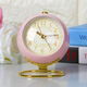 Wholesale light luxury style retro small table clock alarm clock metal French classic student bedside desk decorative ornaments off-white