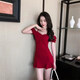 Ropa para mujeres sexy y club nocturno delgado de vestimenta sexy de masaje de masaje de masaje técnico de vestido de trabajo rojo l Recomendado 95-105