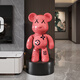 Jizhao light luxury violent bear piggy bank large floor-standing ornaments living room decorations home TV cabinet housewarming gift red happy bear + round black base 98cm