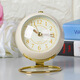Wholesale light luxury style retro small table clock alarm clock metal French classic student bedside desk decorative ornaments off-white