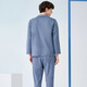 Fenton Couple Pure Cotton Pajamas Women's Simple Lapel Solid Color Long Sleeve Men's Home Clothes Set Gray Blue (Male) XL