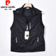 Pierre cardin summer men's vest nylon quick dry sun protection horse clip sleeve men's outdoor vest fishing travel vest black 105
