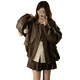 
SENLIANNA's latest leather jacket short jacket for spring and autumn in 2025, women's casual style small top 30-40 years old, black M 105-115Jin[Jin equals 0.5 kg]