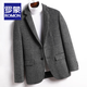 Romon Wollanzug Herrenmänner doppelseitiger Wollhundtooth Plaid Jacke Herren Frühlings- und Herbstgeschäft Casual Warm Wollanzug Männer Dunkelgrau 165/m Größe