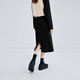Qiushui Yiren Elastic High Waist Straight Skirt Spring and Autumn New Women's Slim Slit Versatile Guard Skirt Black S