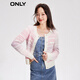 ONLY autumn and winter fashion contrasting striped long sleeve round neck short sweater for women 12343B002 HQ2 rainbow stripes S 160/80A