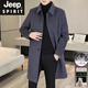 JEEP SPIRIT双面呢外套男士长款羊毛呢风衣秋冬加厚羽绒内胆羊绒大衣男新品 LY2316藏青色(双面呢羊绒)中长款 XL (135-150斤)