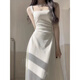 
Madam (Qeeshine) Desire Dress White suspender Dress 2024 Women's New Square Collar French Waist-Close Niche Temperament Long Skirt Dress + Cardigan XL Recommended 117-130Jin [Jin equals 0.5 kg]