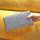 Crispy Korean style dinner bag, handbag, clutch bag, women's banquet bag, dress, cheongsam trendy women's bag, silver (single side)