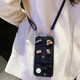 八脚兽斜挎插卡零钱包苹果16手机壳新款iPhone15Promax立体笑脸14Pro挂绳卡包13女款潮牌高级个性外壳 【黑色】咖啡小熊插卡零钱包+斜挎绳 iPhone 15