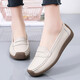 Mom's shoes spring and autumn super soft sole comfortable single shoes middle-aged and elderly women's shoes non-slip granny shoes ladies genuine leather beanie shoes khaki 36