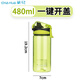 Camellia plastic sports water cup, anti-fall, anti-leakage, thickened outdoor sports water bottle with tea separator, portable men's and women's plastic cup, green 480ml