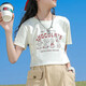 Pig Pitt (Pig/Peter) Mangas cortas para niñas Summeres cortos 2025 nuevo juego de estilo coreano Camiseta infantil Girls Cuerpo delgado 9889 White 160 cm