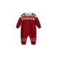 Papa crawling winter baby jumpsuit for men and women new year woolen jacquard warm and comfortable red 90cm