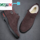 
CARTELO 2025 winter men's cotton shoes genuine leather plus velvet fleece frosted leather high top warm cotton shoes non-slip reverse velvet zipper black 9855 38