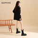 Daphne Boots Martin Boots for Women Plus Fleece 2024 Botas de chimenea de otoño e invierno para mujeres Botas Británicas de Mid Tube Chelsea Women's Black (altura del tacón de metro medio) 38