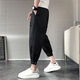 Fini Dongjue gutaussehende Hosen für Männer in der Sommerdünne Modemarke kleine Füße Arbeitspezier Neun-Punkte-Männer Internet Promi Lose Slim Harren Prise Hose K057 Black L 10-125jin [Jin gleich 0,5 kg]