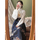 YUEXUNZI Chinese style improved Hanfu Ming system new Chinese style autumn and winter new dress women's top horse face skirt full set 1047 top + horse face skirt S