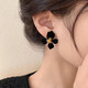 Idel niche design French light luxury high-end temperament black flower earrings women's unique earrings 2025 new earrings A4X105 black flower E3176