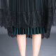 Ou Simai Skirt Women's A-line Skirt Reversible Lace Pleated Skirt Mid-Length Spring Half-length Veil Skirt XX-30180 Dark Green One Size