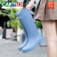 Cartelo Botas de lluvia de alto tubo japoneses para mujeres ropa de moda no deslizamiento, impermeable y zapatos de goma resistentes al desgaste para cocina de mar tubo largo botas de lluvia de fondo suave 689 botas de lluvia para mujeres amarillo 39