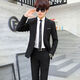 Autumn black suit for men, handsome college student, middle and high school student graduation photo suit, five-piece wedding dress, single button, black suit + white shirt + trousers + tie XL 121-134Jin Jin is equal to 0.5 kg