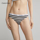 Calvin Klein ropa interior Mujeres Maillard Jacquard Algodón estrecho Ck Color sólido Sexy Bikini Briefs D1618 BNE-Black and White Stripes 1 Strip XS