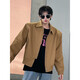 Digada Khaki Jacket à épaule courte pour hommes et femmes printemps et automne Nouveau revers rétro américain mince veste à tendance décontractée Qyrj-9905 Kaki L