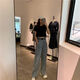 Leo Internet celebrity high-waist Korean style elastic waist jeans for female students loose and slim and versatile wide-leg floor pants 7029 picture color s recommended 85-100Jin [Jin equals 0.5 kg]