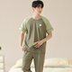 Palando Pyjamas Herrener Baumwoll Sommer 2024 neuer Stil für junge Studenten kurzärmelig dünne Frühlings- und Herbst-Herren-Home-Kleidung Set 09M13601 Hosen xxl
