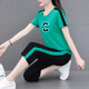 NY-EMMA-Sportanzug für Kurzärärmel-Sommer-Dünn-High-End-modische altersreduzierende Cotton-Freizeit- und modische Laufanzug zweiteiler Set 687 Royal Blue (Crop Hosen Set) M (Empfohlen 80-95 Jin [Jin gleich 0,5 kg]))
