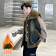 Fairy Tale Classroom Children's Thickened Denim Vest Jacket to Wear 2024 Winter Boys' New Warm Vest for Medium and Large Children Blue 160cm Recommended height is around 145-155cm