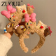 Zuoou cookie plush hair hoop for women cute face wash hair headband hairpin 2025 new children's headwear autumn and winter cookie headband