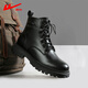 Huili men's shoes Martin boots men's fashion versatile casual boots spring black leather boots high top British style work boots