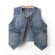
Mr. Jingyu's new retro versatile round neck denim vest for autumn 2023 for women's short sleeveless horse clip vest vest vest top Blue 702# L100-110