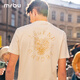 Mr. BU BU Mode gedruckt pure Baumwoll-T-Shirt 2025 Frühlings- und Sommer-Runde Nacken Kurzarm einfach und vielseitig GT15253 Yami Apricot M (170)