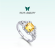 Muye natural colored treasure 925 silver Asscher citrine ring for women Dougong ring original design jewelry 13-14# 1.74 carat