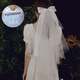 Crystal Bridal Veil Proposal and Certificate Marriage Registration Wedding Dress Headdress Bow Double-layer Mesh Wedding Photo Props