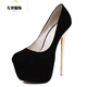 Hentian Tall Transvestite Cross-dressing Sexy Men's Cross-dressing High Heels YP Black Shoes 16cm -15 40