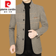 Pier Cardin woolen jacket for men short collar men's tweed jacket thickened warm middle-aged and elderly daddy suit knitted D21375 dark gray XL 180