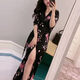 Zhidoudou Xi und Xi einteilige Kleidungsrock koreanische Version Slim and Gentle Style Beach Urlaub 3034 Schwarz 2xl