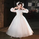 Disney Girls Dress Dress Flower Niños Boda Niña Princesa Vestido Niños Piano de huéspedes de alta gama Playing Spring 5949 más terciopelo [White + Silver Big Crown] 120cm