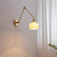 Zhongshuai Nordic Japanese Internet celebrity all-copper bedroom bedside folding rocker arm adjustable medieval wall lamp retro B&B study lamp solid wood chassis + all-copper rocker arm 2014 infinite dimming