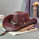 Woodpecker Big Bull Head Retro Western Cowboy Hat for Men and Women Spring and Autumn Outdoor Travel Sun Hat Large Brim American Jazz Hat for Men Cow Head Belt Imitation Leather Jazz Hat Camel JSM-03 One Size 55-59CM