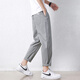 Jewish casual pants for men in summer new loose ice silk straight sport nine-point pants for men conical Korean style trendy trousers 9904 cement grey L