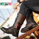 
CARTELO high tube long boots men's trendy riding boots retro knight boots men's high top boots Martin boots British style cowboy boots spring and autumn black 983 41