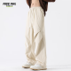 Foss Phil spring and summer pure cotton workwear casual pants men's loose wide-leg breathable paratrooper charge pants FPK27 beige white L